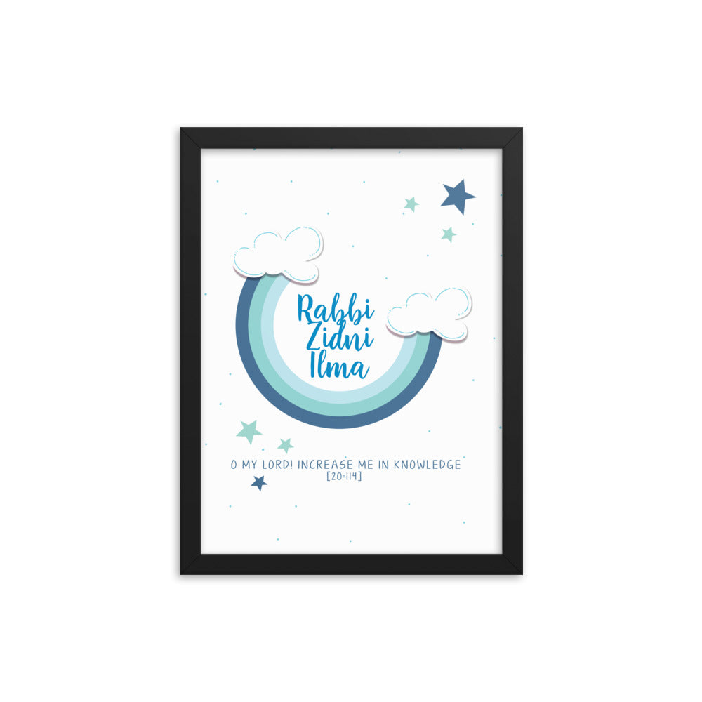 Rabbi Zidni Ilma Blue - Framed poster