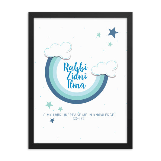 Rabbi Zidni Ilma Blue - Framed poster