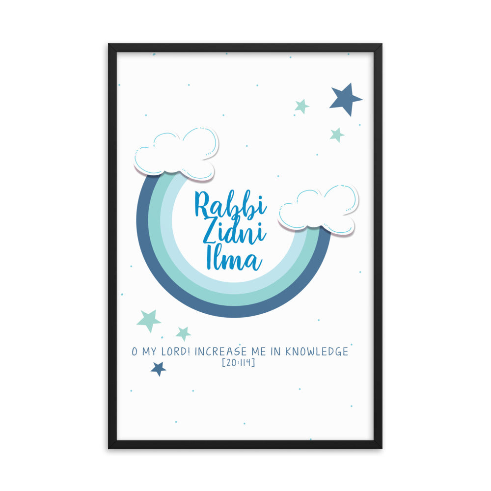 Rabbi Zidni Ilma Blue - Framed poster