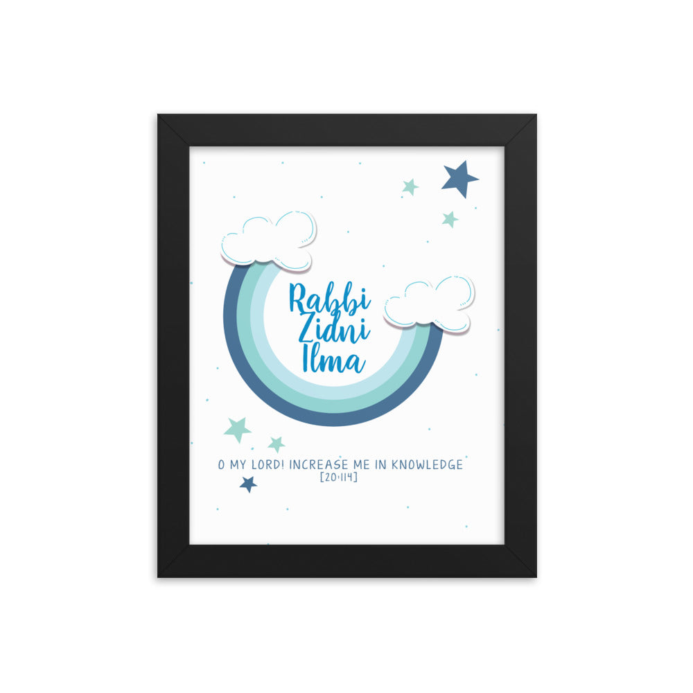 Rabbi Zidni Ilma Blue - Framed poster