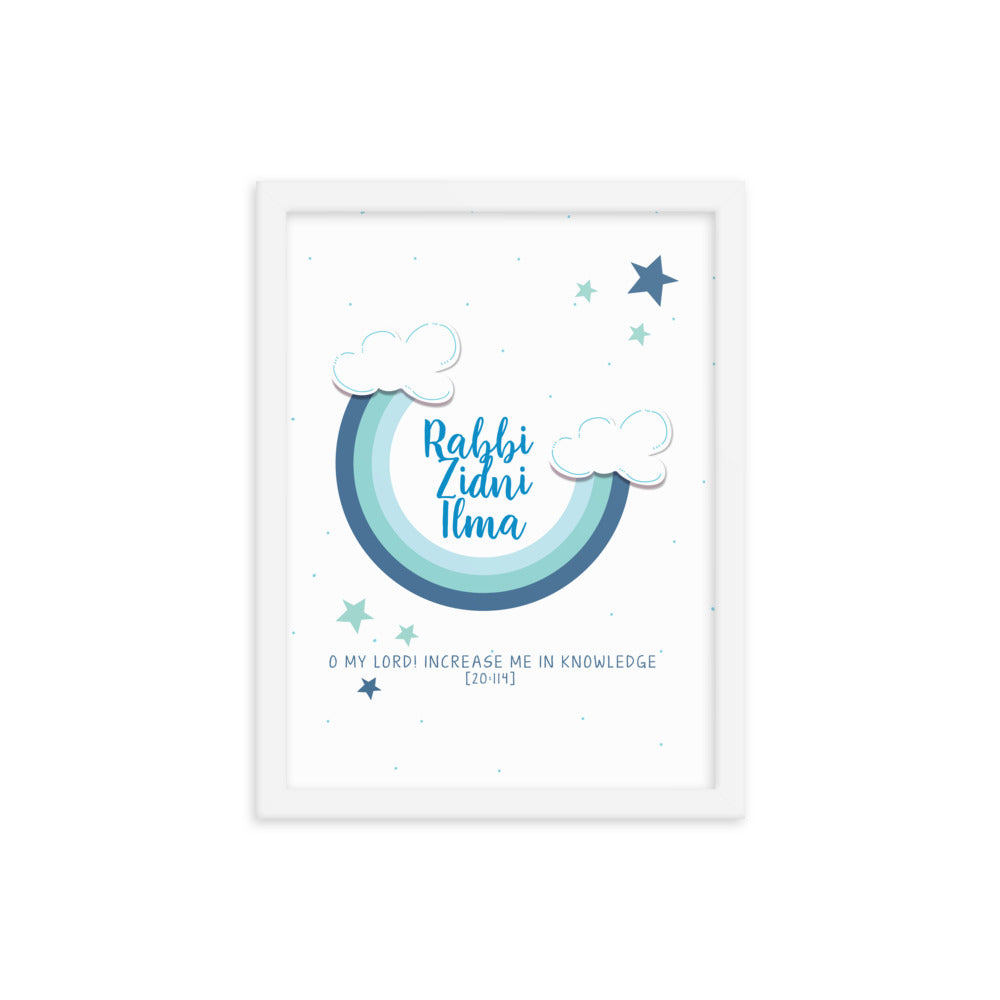 Rabbi Zidni Ilma Blue - Framed poster