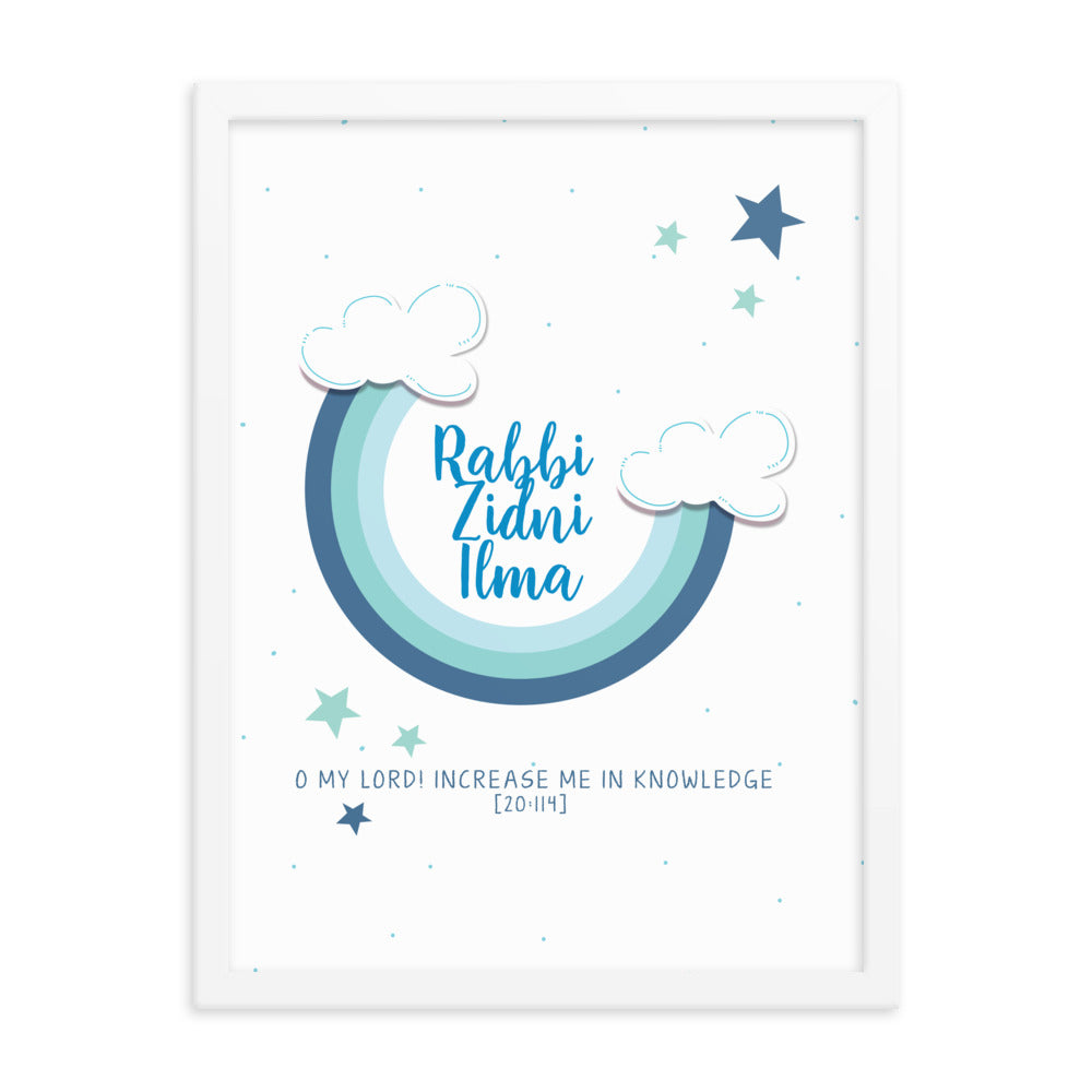 Rabbi Zidni Ilma Blue - Framed poster