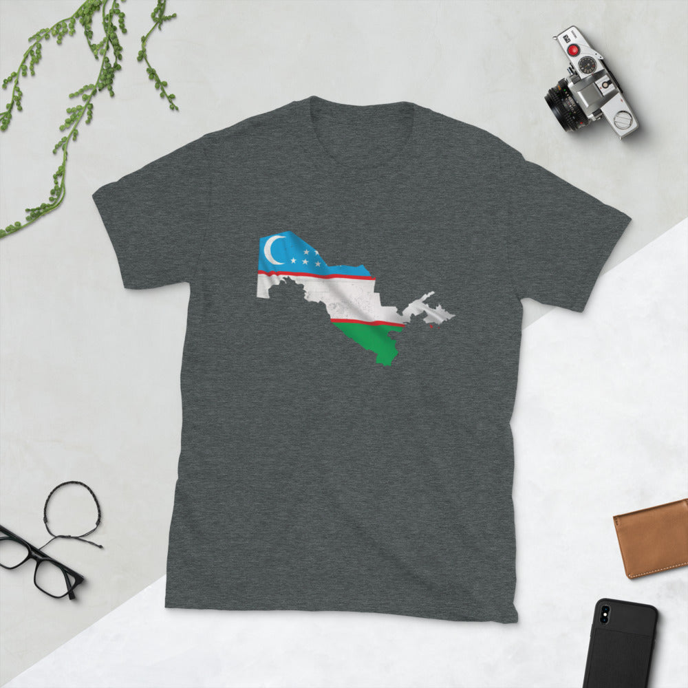 Uzbekistan Flag Map T-Shirt