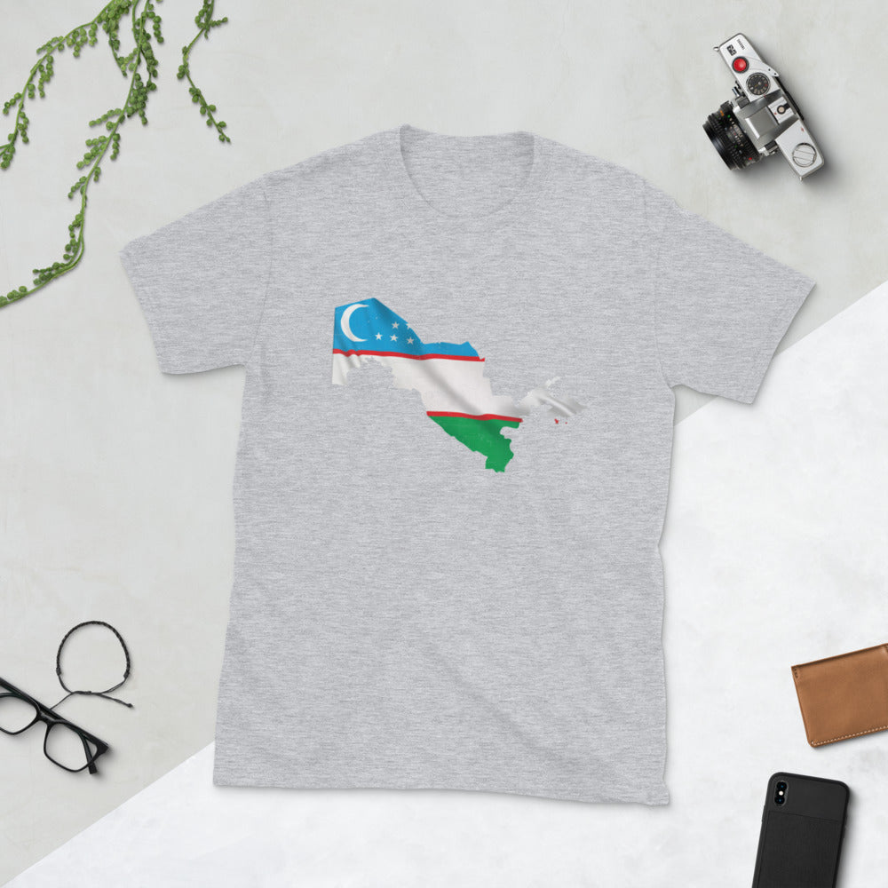 Uzbekistan Flag Map T-Shirt