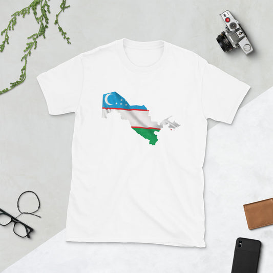 Uzbekistan Flag Map T-Shirt