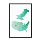 US & Pakistan Home Map - Framed poster