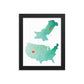 US & Pakistan Home Map - Framed poster